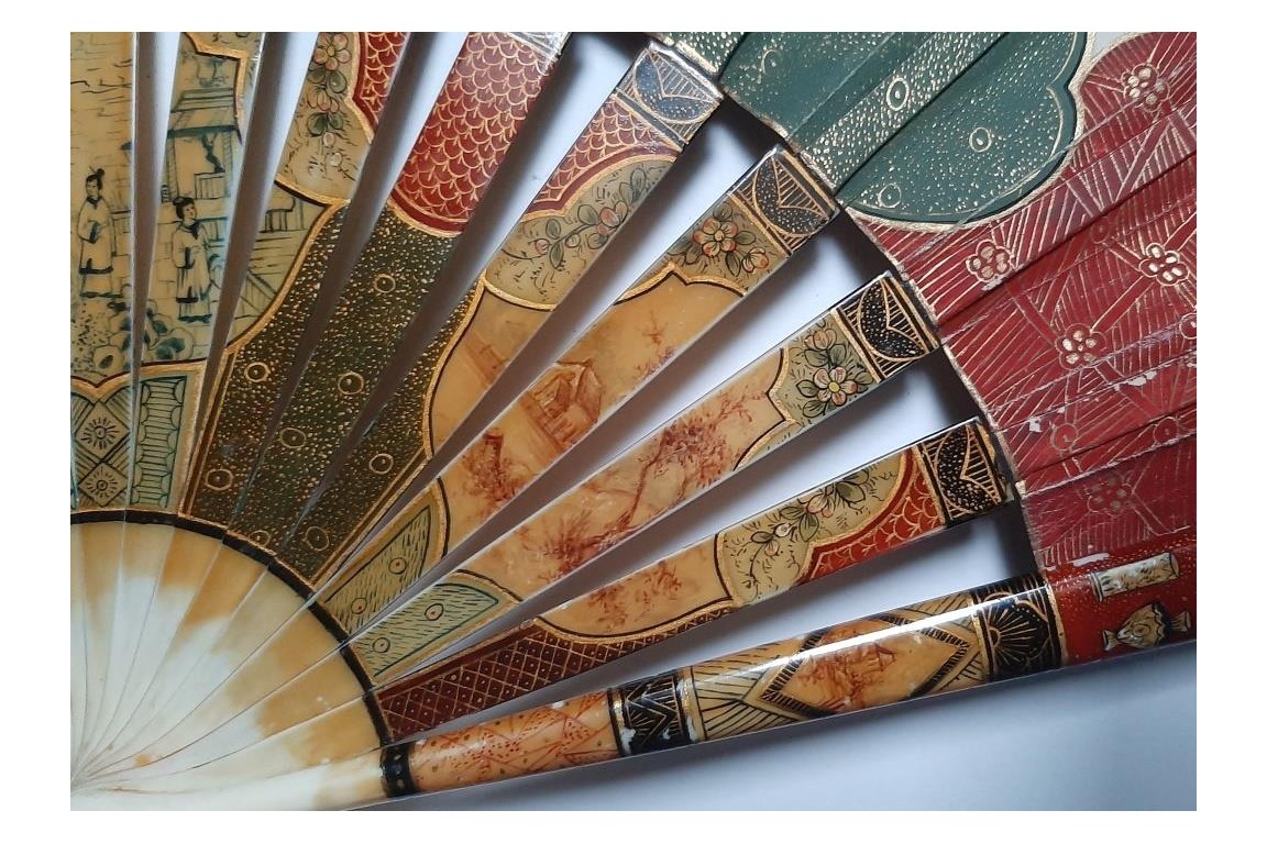 The colors of the party,  19th-century pastiche fan