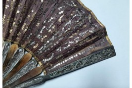 Purple, silver and vermeil.  Fan early 19th century