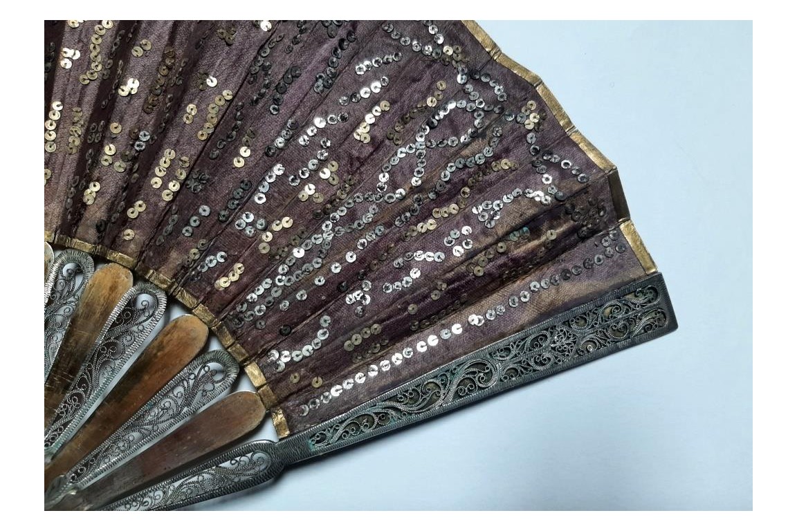 Purple, silver and vermeil.  Fan early 19th century
