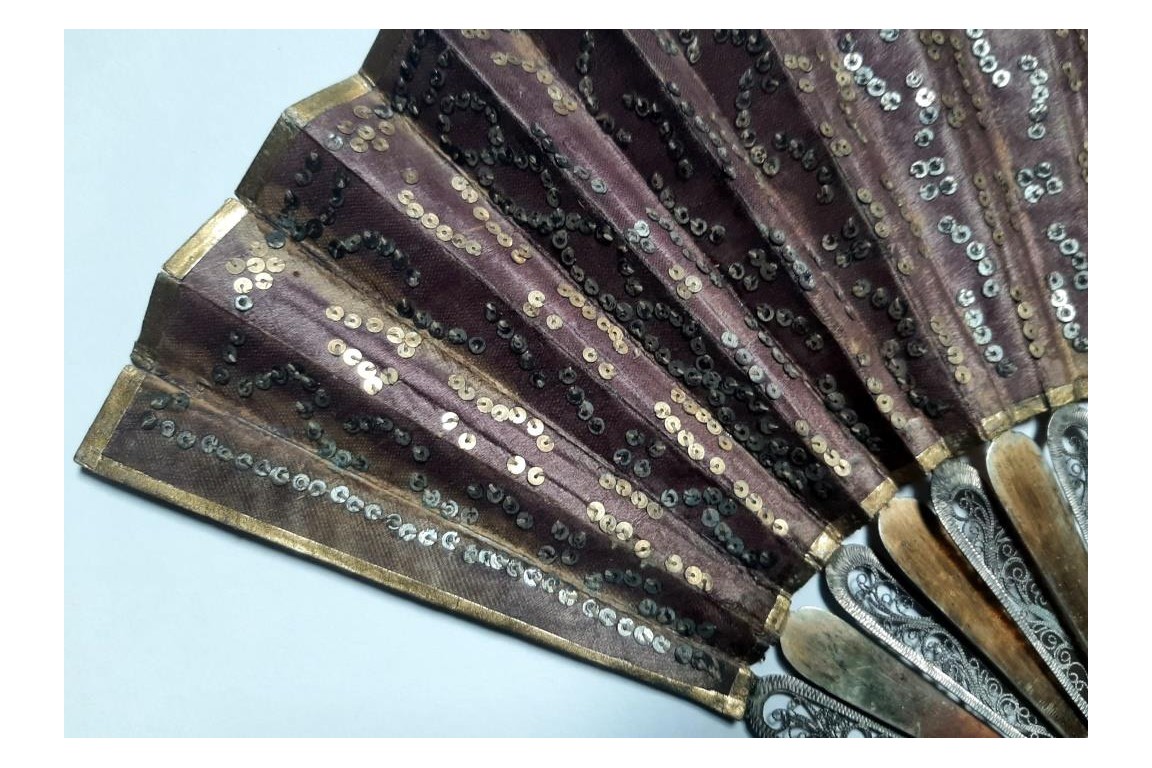 Purple, silver and vermeil.  Fan early 19th century