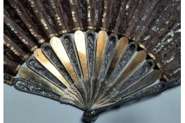 Purple, silver and vermeil.  Fan early 19th century