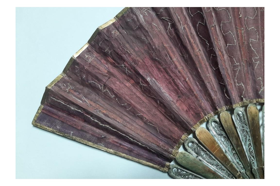 Purple, silver and vermeil.  Fan early 19th century