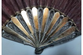Purple, silver and vermeil.  Fan early 19th century