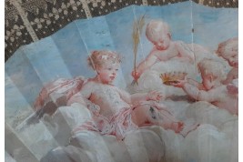 Le couronnement de l'Amour, éventail de Charles Chaplin vers 1880-90