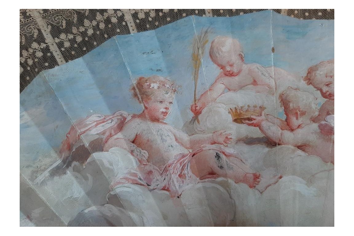Le couronnement de l'Amour, éventail de Charles Chaplin vers 1880-90