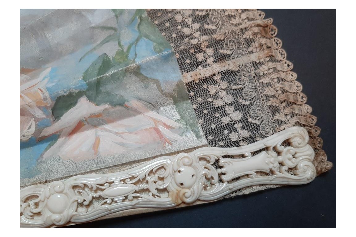 Le couronnement de l'Amour, éventail de Charles Chaplin vers 1880-90