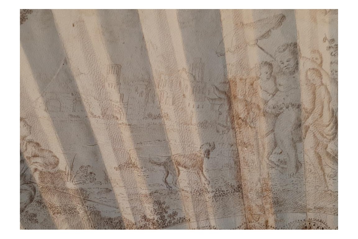 Le Triomphe de Silène, éventail vers 1730
