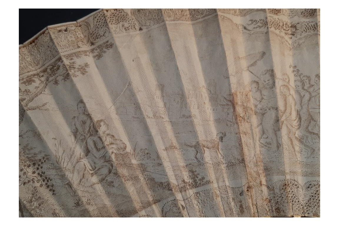 Le Triomphe de Silène, éventail vers 1730