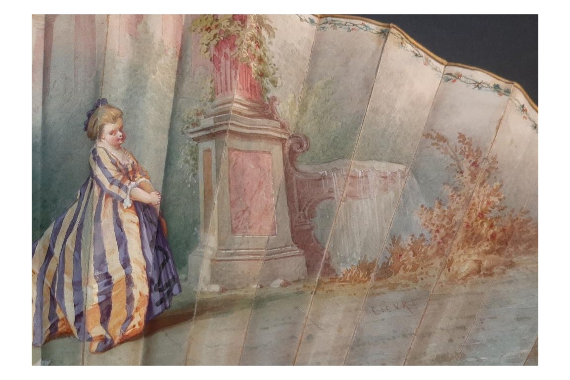 Timidité amoureuse, éventail d'Edouard Lièvre vers 1860-70