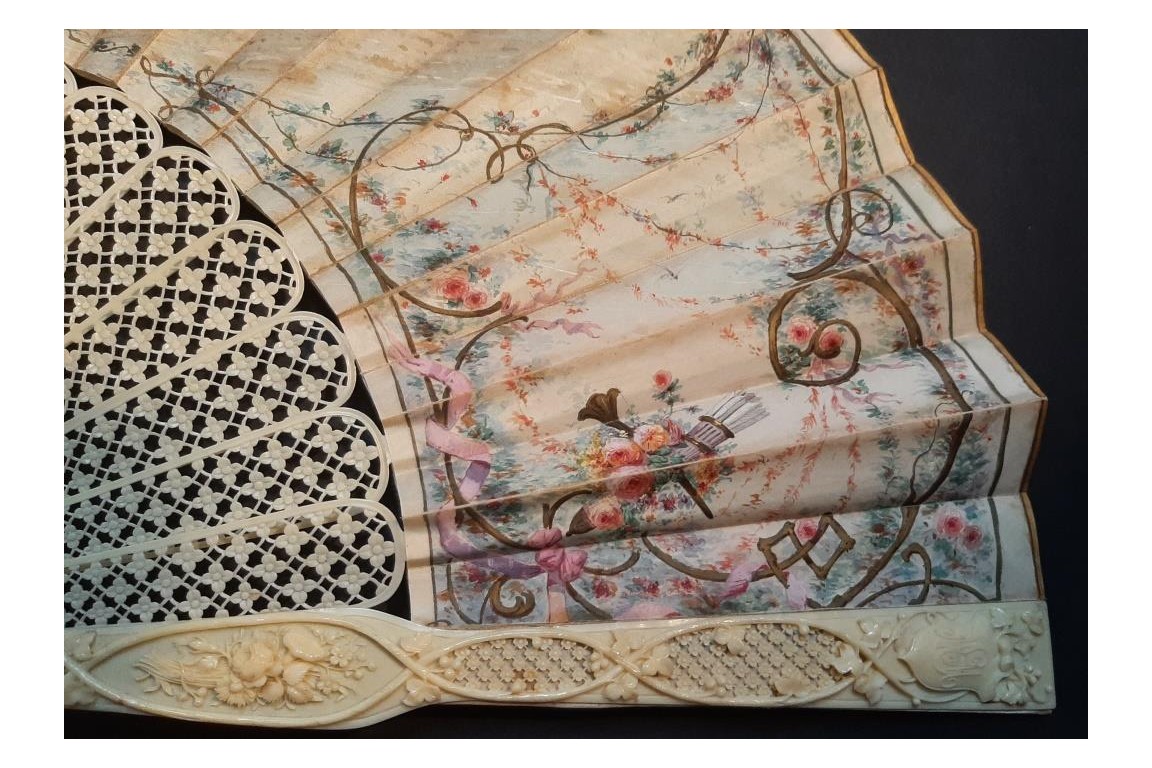 Timidité amoureuse, éventail d'Edouard Lièvre vers 1860-70