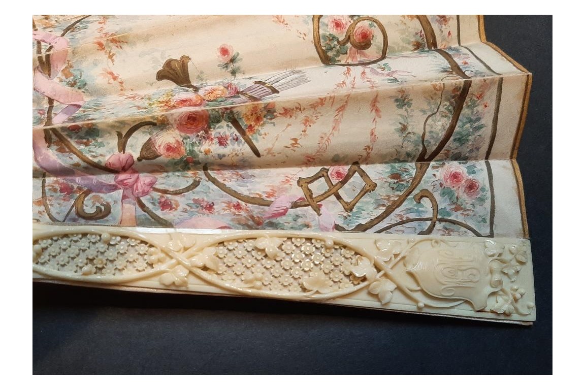 Timidité amoureuse, éventail d'Edouard Lièvre vers 1860-70