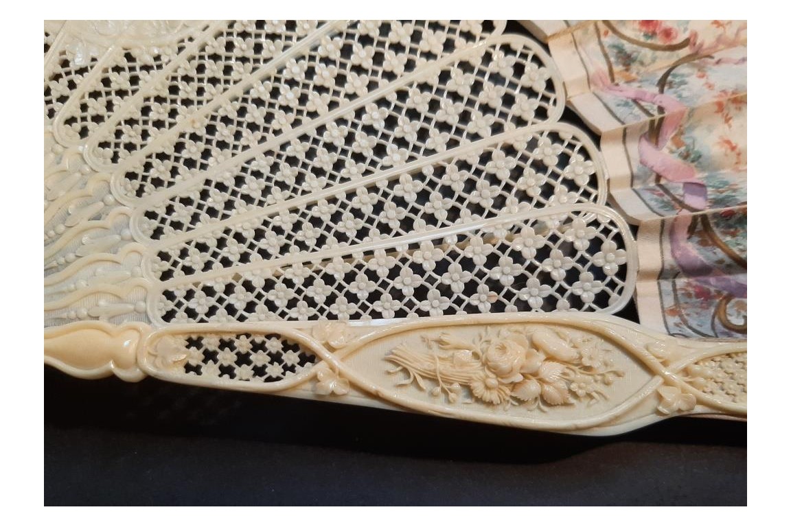 Timidité amoureuse, éventail d'Edouard Lièvre vers 1860-70