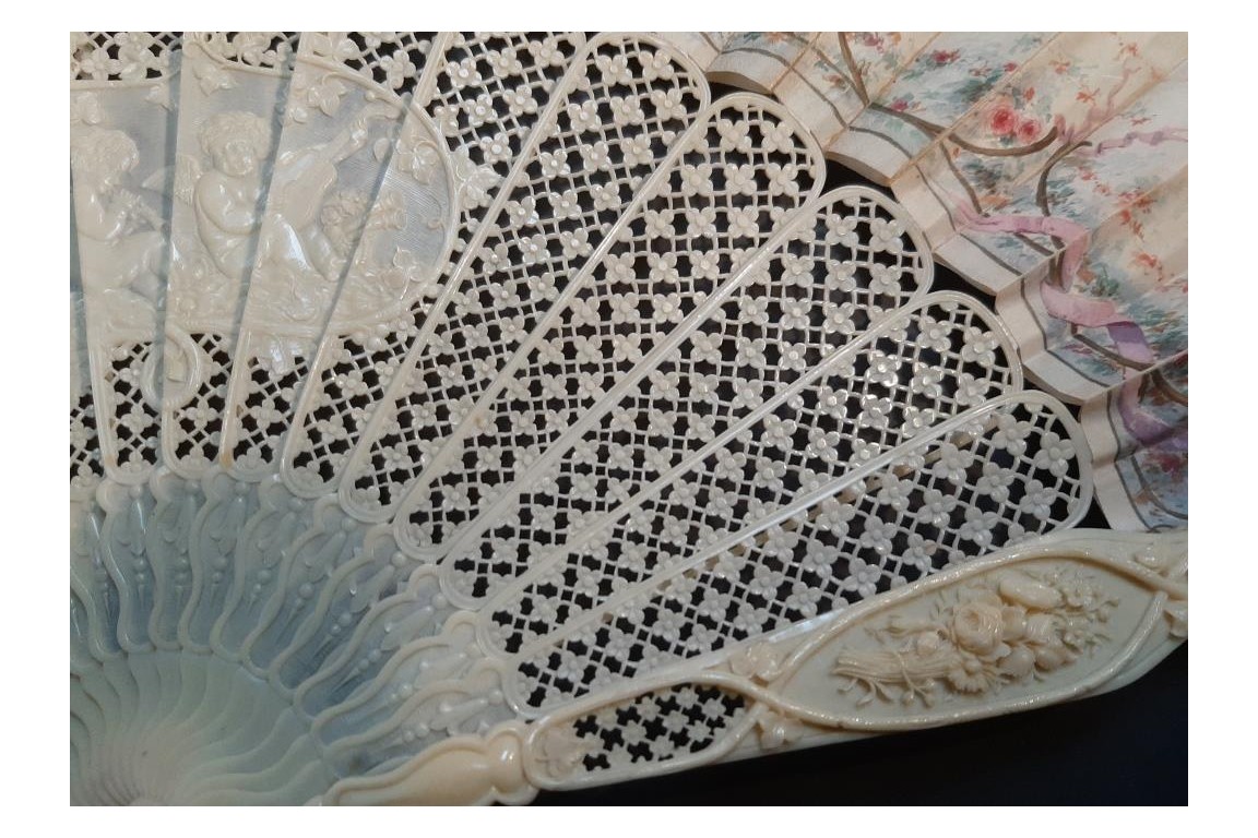 Timidité amoureuse, éventail d'Edouard Lièvre vers 1860-70