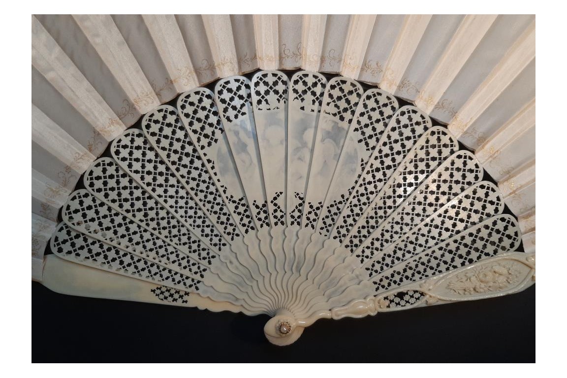 Timidité amoureuse, éventail d'Edouard Lièvre vers 1860-70