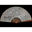 Sedan chair by Rodigue. Lace fan, circa 1890-95