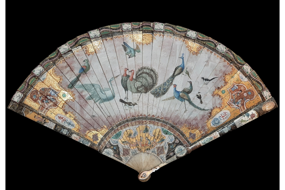 Merveilleux oiseaux, éventail vers 1690