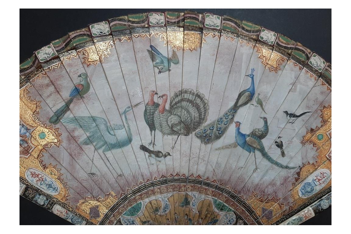 Merveilleux oiseaux, éventail vers 1690
