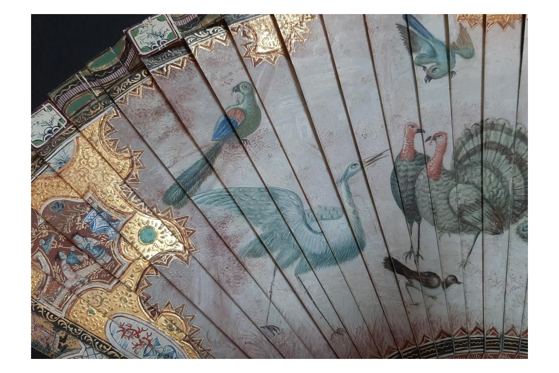 Merveilleux oiseaux, éventail vers 1690
