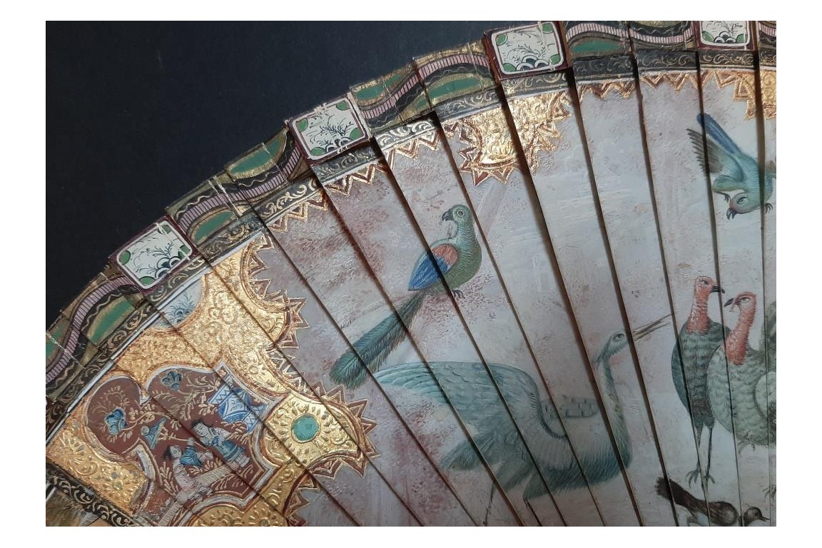 Merveilleux oiseaux, éventail vers 1690