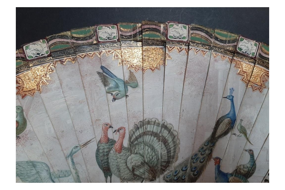 Merveilleux oiseaux, éventail vers 1690