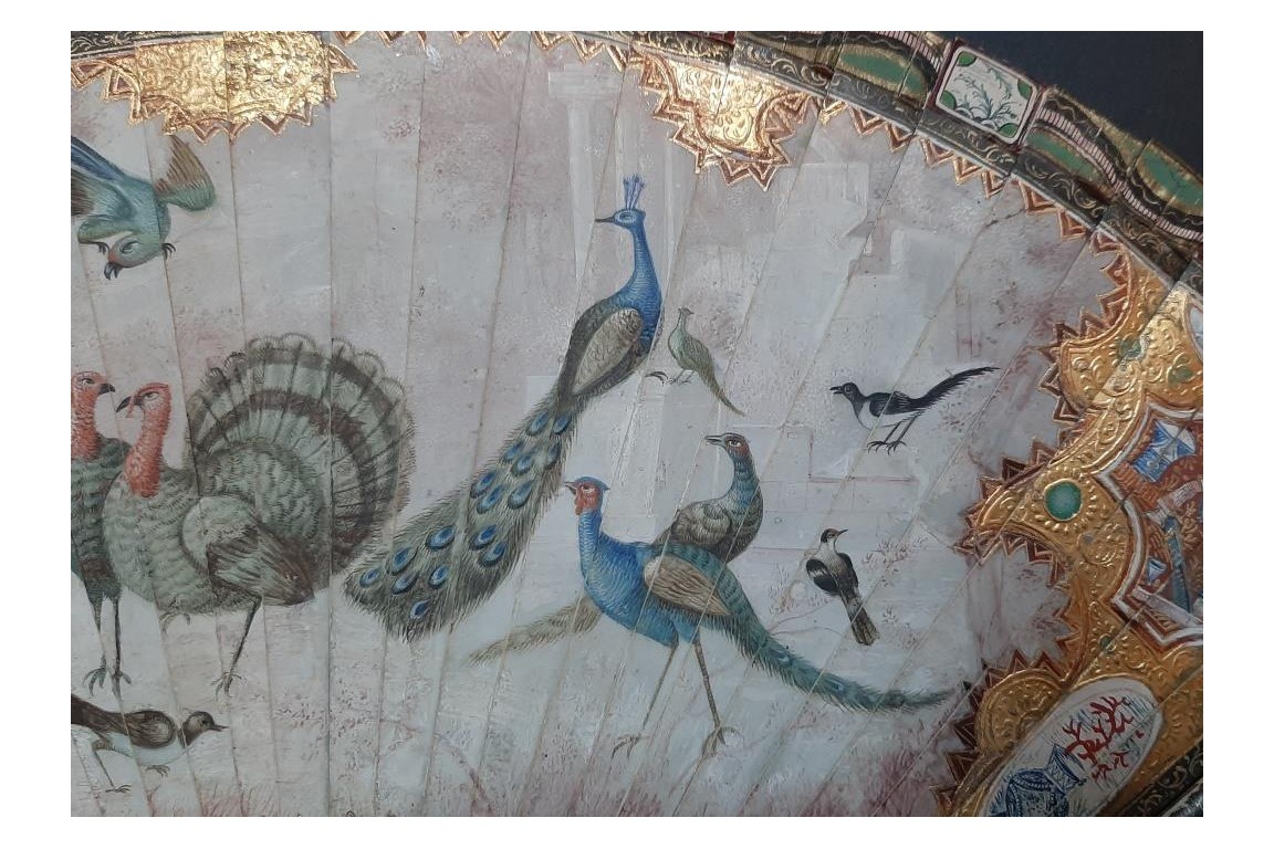 Merveilleux oiseaux, éventail vers 1690