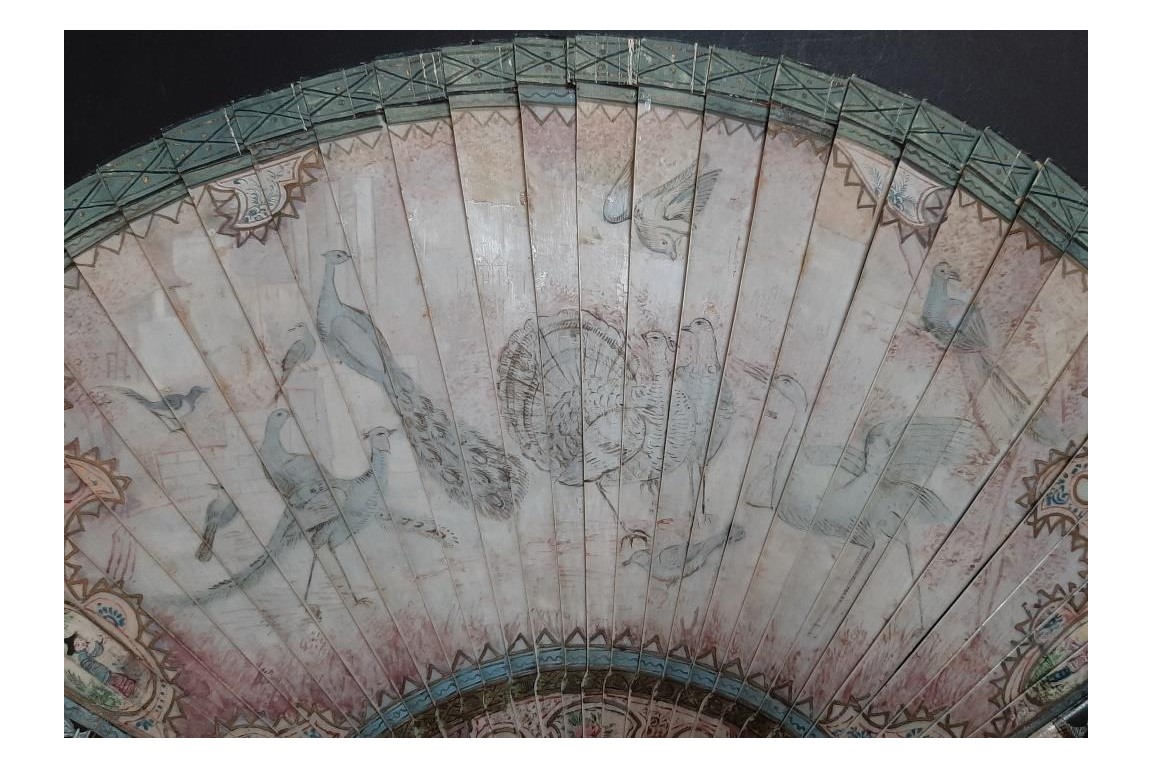 Merveilleux oiseaux, éventail vers 1690