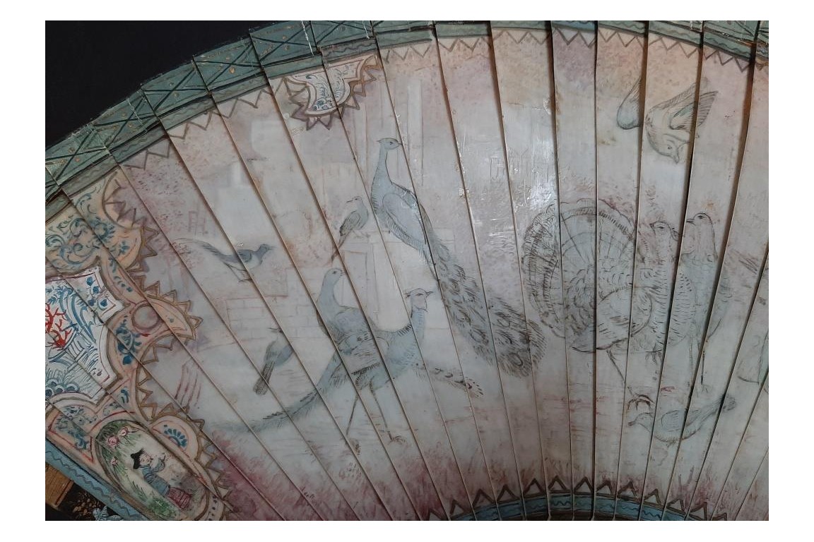 Merveilleux oiseaux, éventail vers 1690