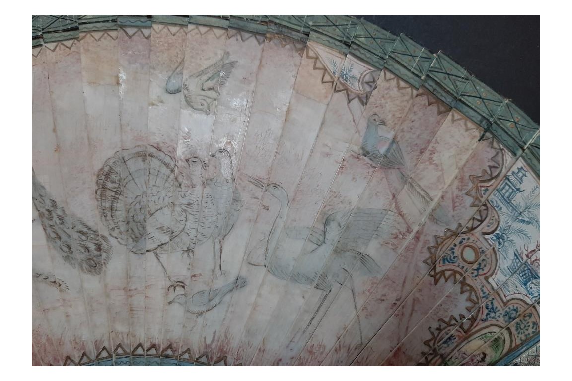 Merveilleux oiseaux, éventail vers 1690