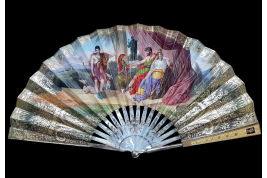 Heracles bringing the belt of the queen of Amazons, fan circa 1830