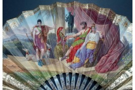 Heracles bringing the belt of the queen of Amazons, fan circa 1830