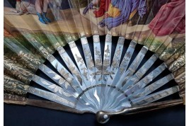Heracles bringing the belt of the queen of Amazons, fan circa 1830