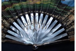 Heracles bringing the belt of the queen of Amazons, fan circa 1830
