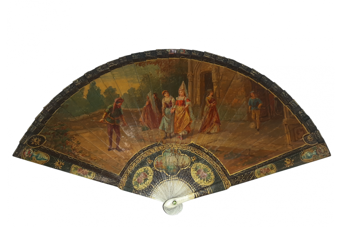 Faust rencontrant Marguerite, éventail vers 1900