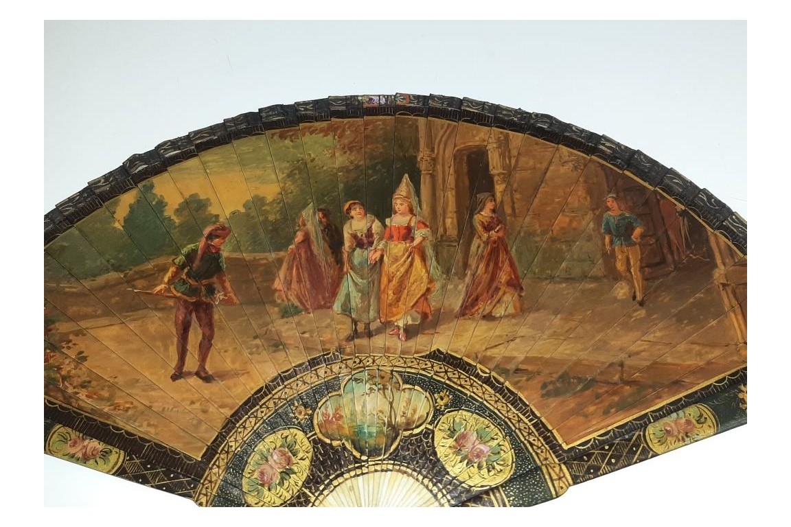 Faust meets Marguerite, fan circa 1900