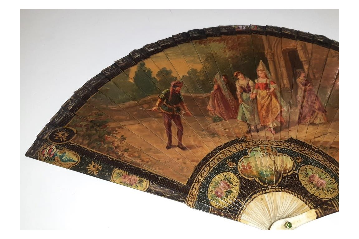 Faust meets Marguerite, fan circa 1900