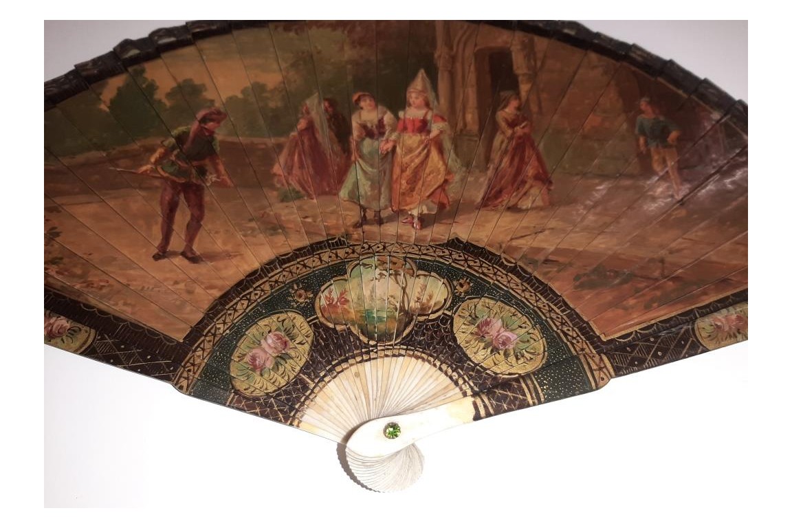 Faust meets Marguerite, fan circa 1900