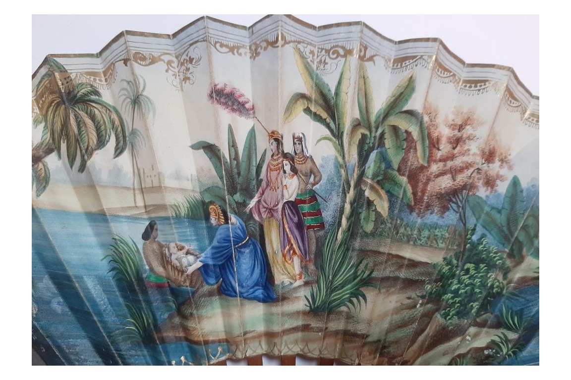 The Finding of Moses, fan circa 1840-50