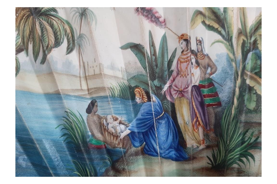 The Finding of Moses, fan circa 1840-50