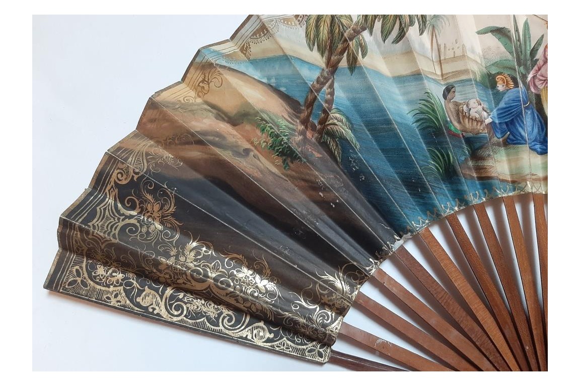 The Finding of Moses, fan circa 1840-50