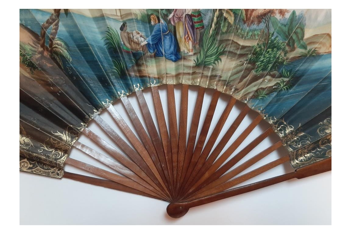 The Finding of Moses, fan circa 1840-50