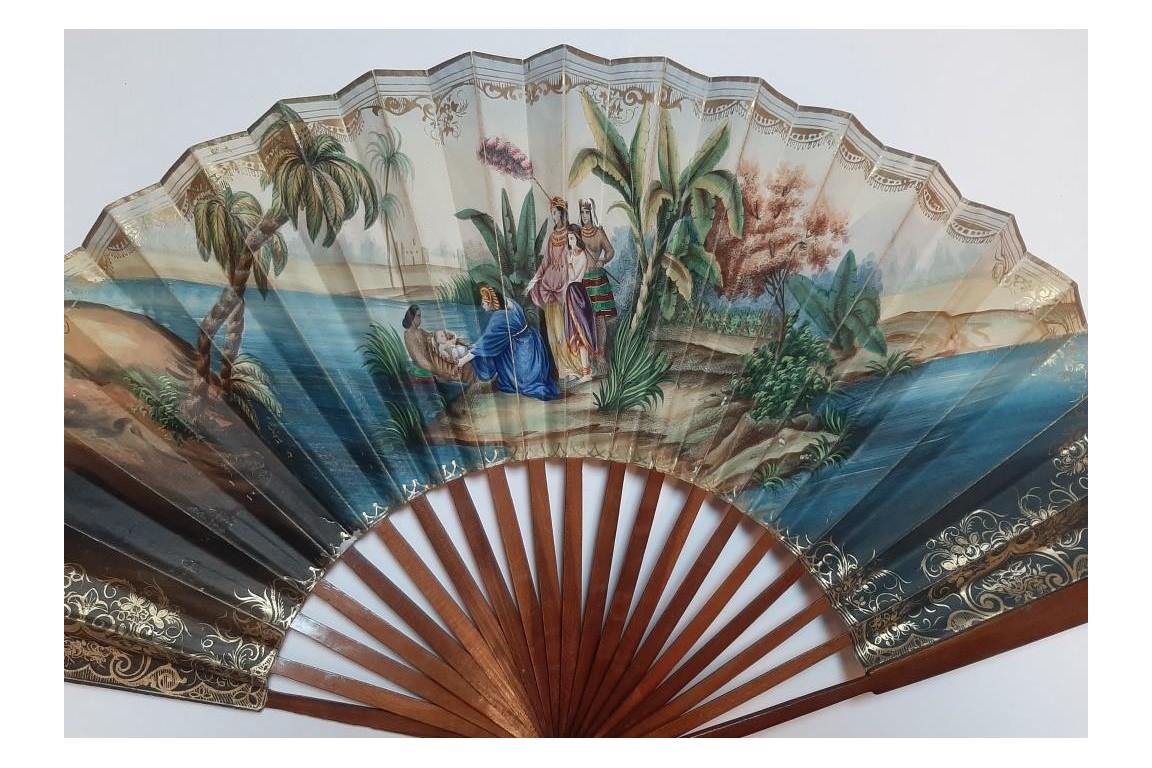The Finding of Moses, fan circa 1840-50