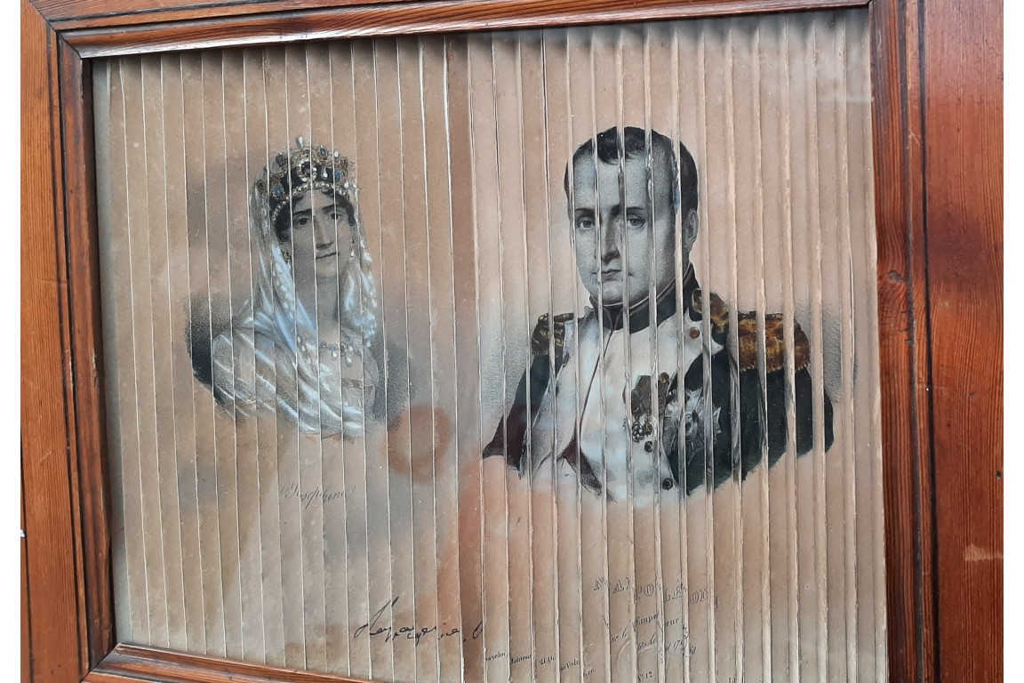 Anamorphosis of Napoleon and imperial family. 19th century
