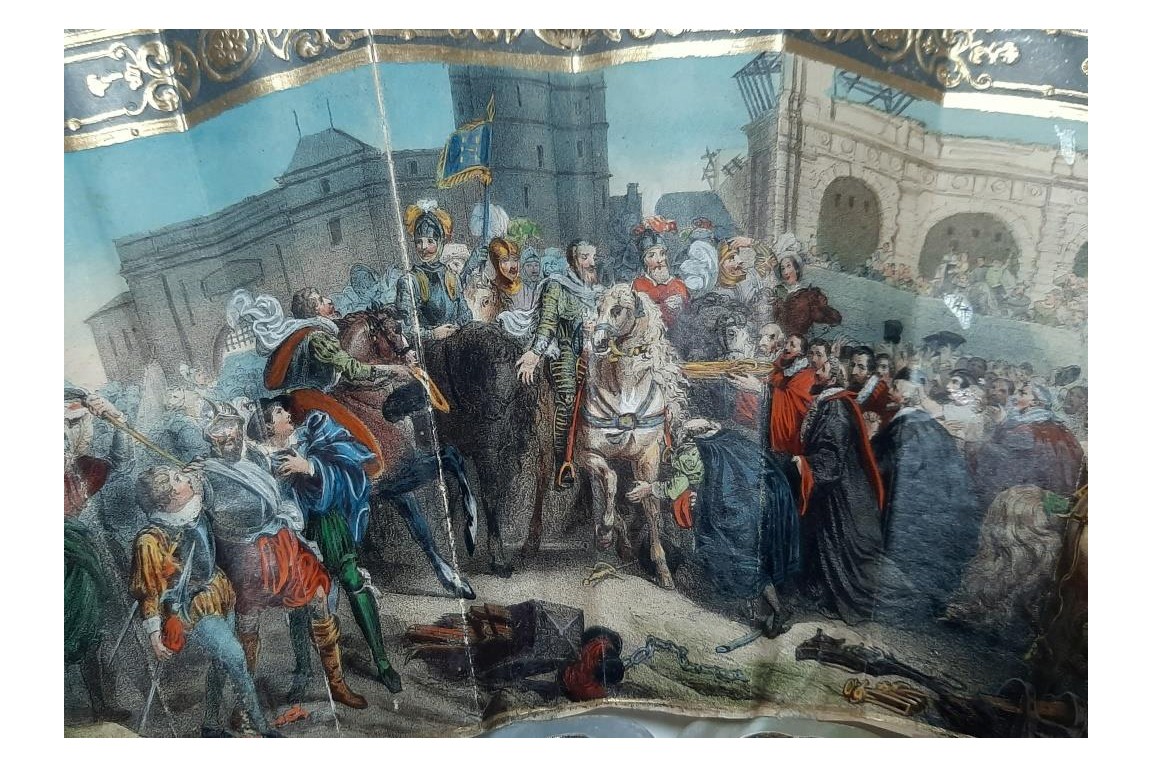 Henri IV's entry into Paris, fan circa 1850