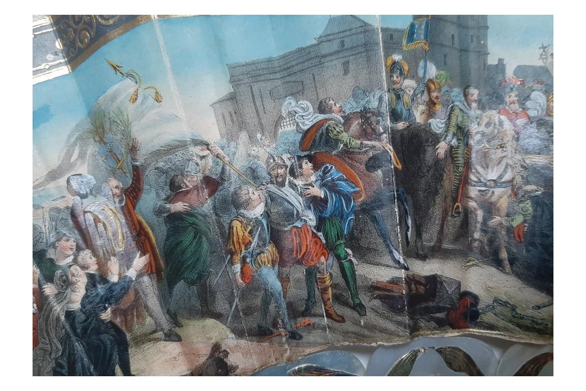 Henri IV's entry into Paris, fan circa 1850