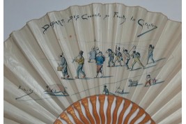 Le départ des conscrits de Fouilly les Cotrets, éventail de 1914