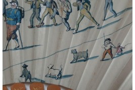 Le départ des conscrits de Fouilly les Cotrets, éventail de 1914