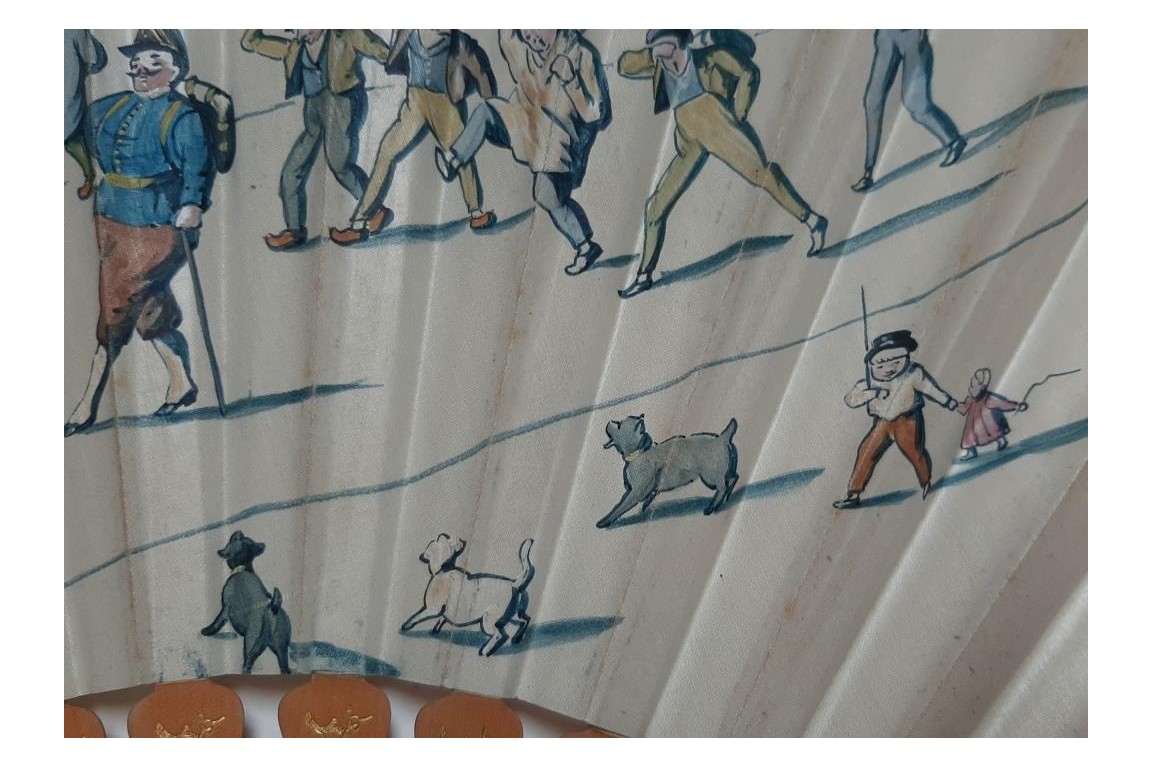 Le départ des conscrits de Fouilly les Cotrets, éventail de 1914