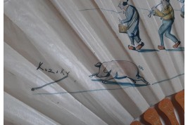 Le départ des conscrits de Fouilly les Cotrets, éventail de 1914
