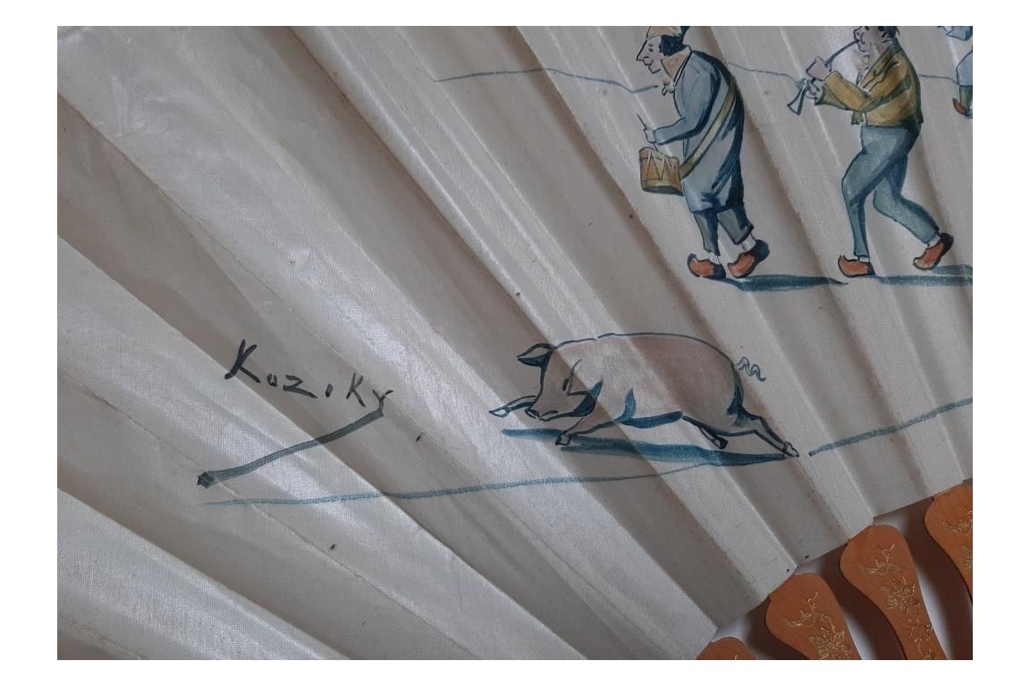 Le départ des conscrits de Fouilly les Cotrets, éventail de 1914