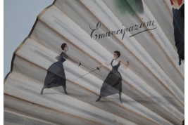 The emancipation of women, fan by Emilio Colombo, late 19th century